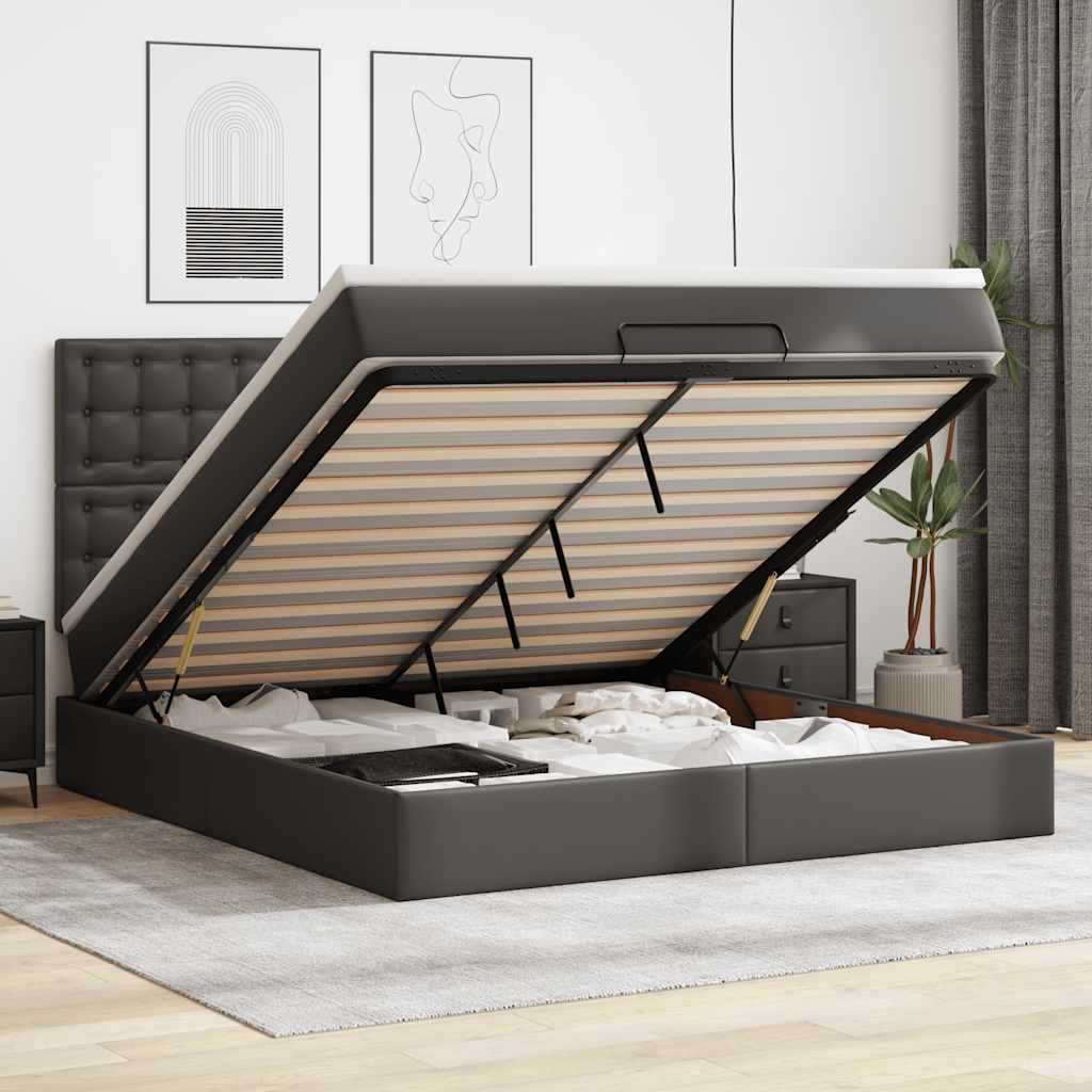 Ottoman bed met matras 180x200cm kunstleer zwart is nu te koop bij PeponiXL, paradijselijk wonen!