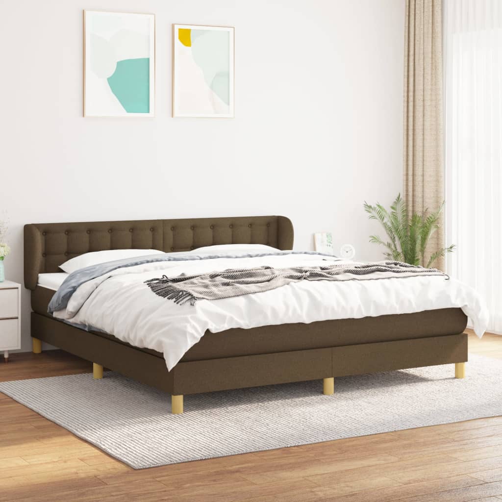 Boxspring met matras stof donkerbruin 180x200 cm is nu te koop bij PeponiXL, paradijselijk wonen!
