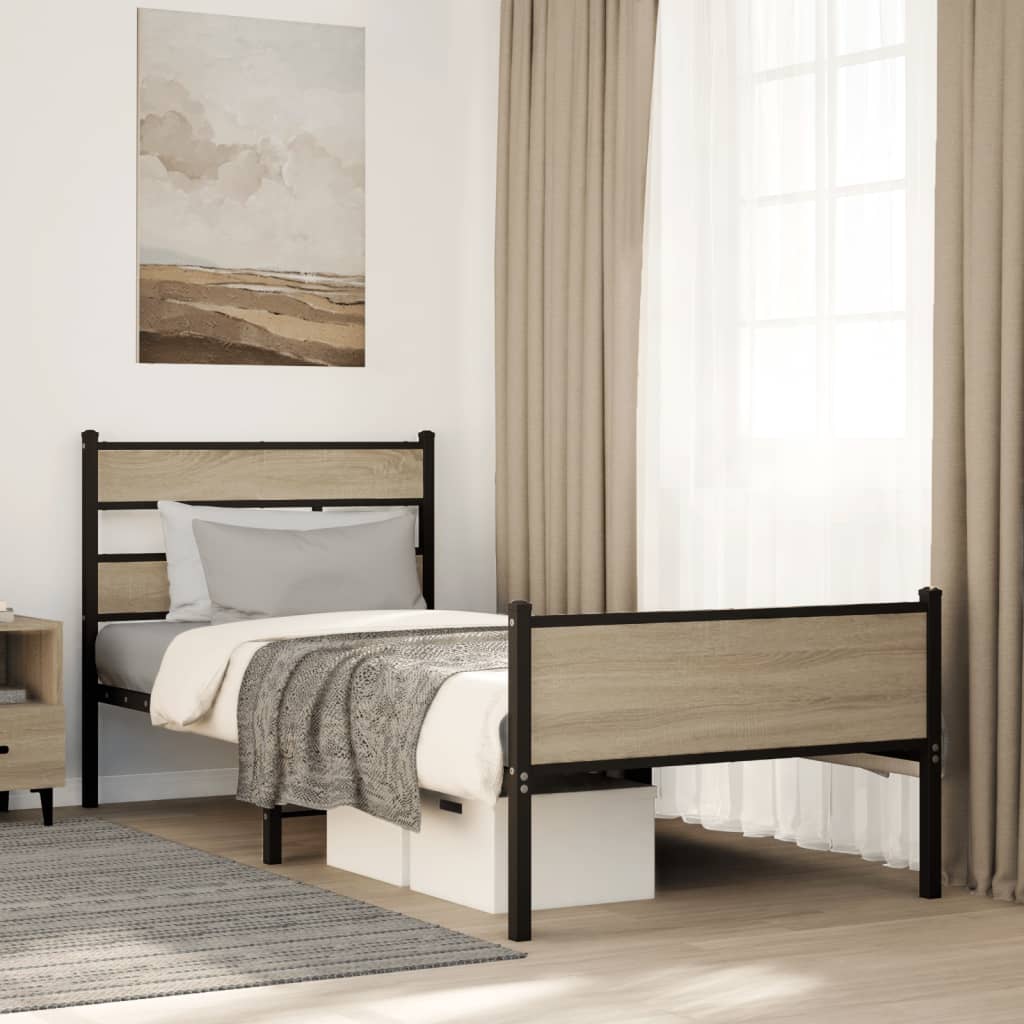 Bedframe zonder matras hout sonoma eikenkleurig 100x190 cm is nu te koop bij PeponiXL, paradijselijk wonen!