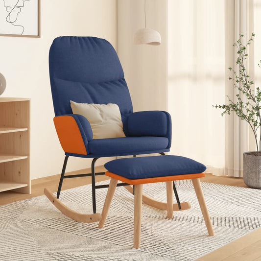 Schommelstoel met voetenbank stof blauw is nu te koop bij PeponiXL, paradijselijk wonen!