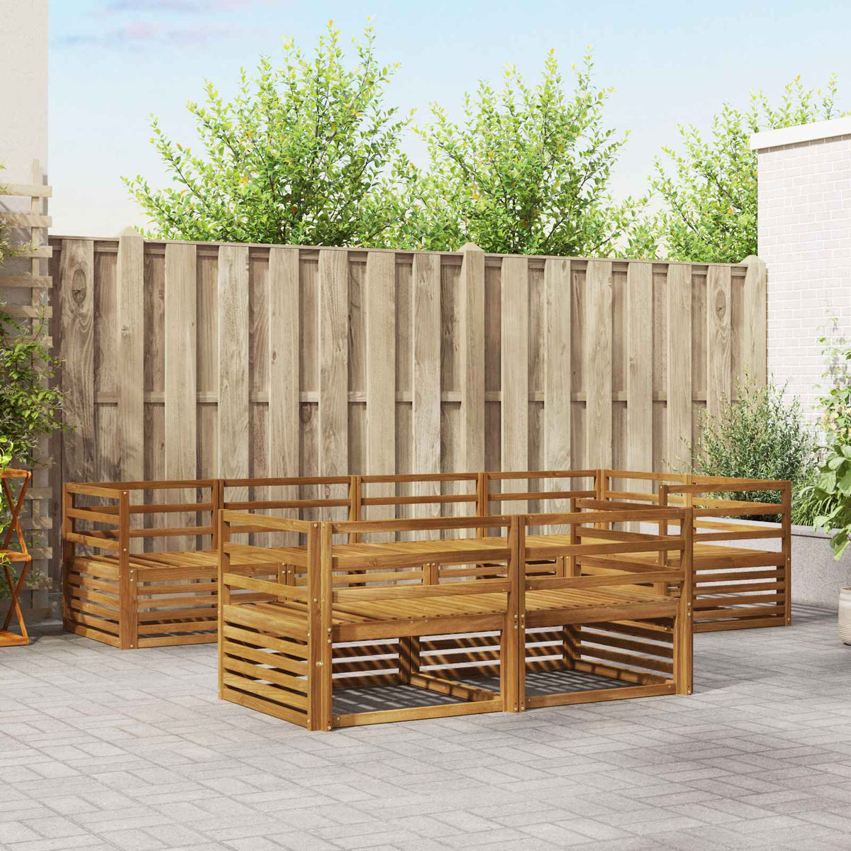 Buiten bankenset 7 pcs Naturel Massief Acaciahout is nu te koop bij PeponiXL, paradijselijk wonen!