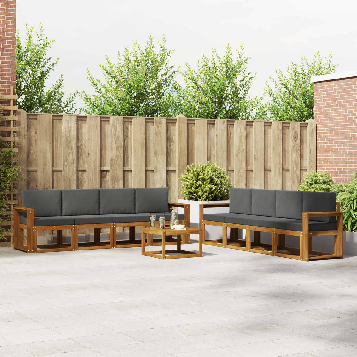 Buiten bankenset met kussen 9 pcs Natuurlijk en Antraciet is nu te koop bij PeponiXL, paradijselijk wonen!