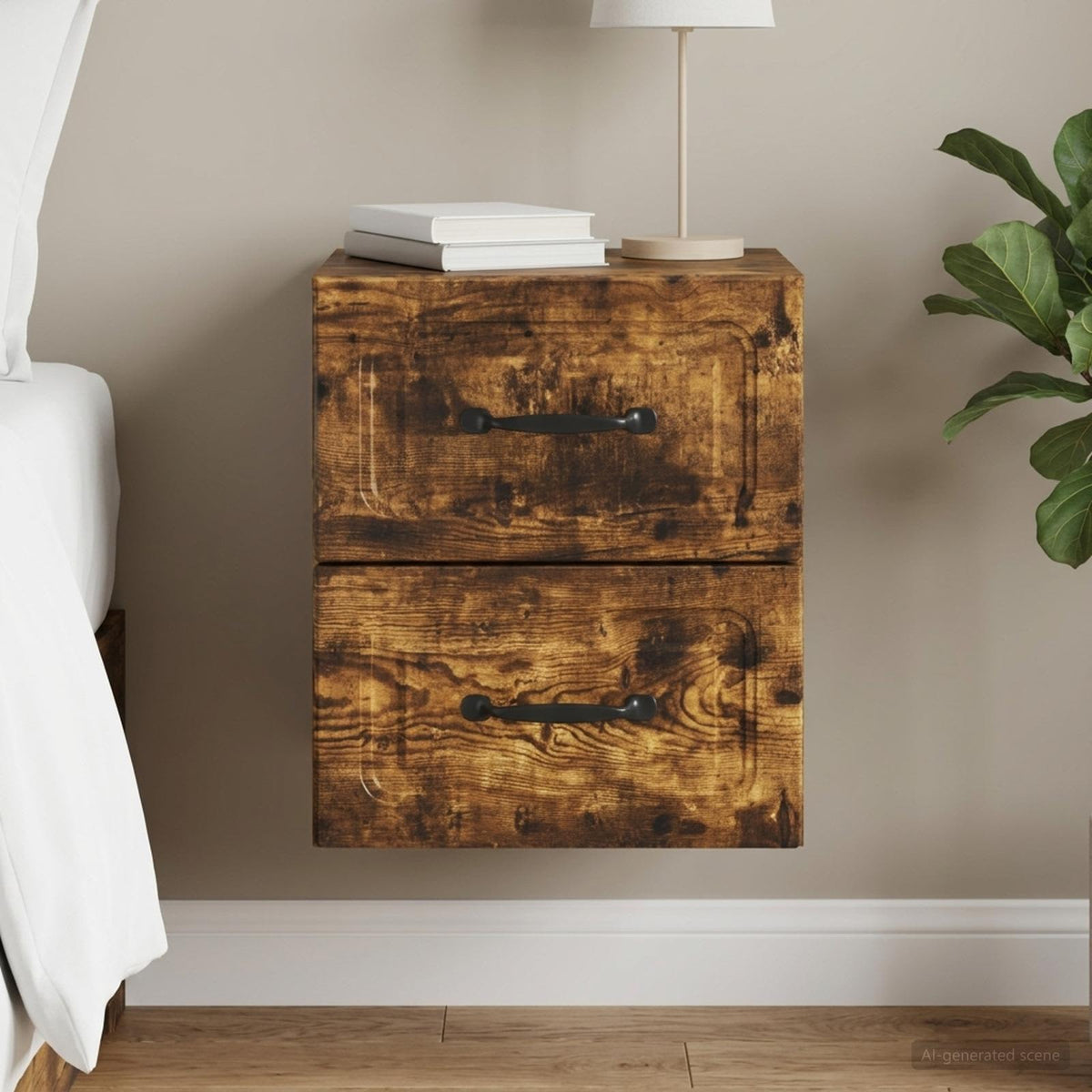 Wandbeugel Bedkast Gerookt eiken 34,5 x 33 x 40 cm Bewerkt hout is nu te koop bij PeponiXL, paradijselijk wonen!