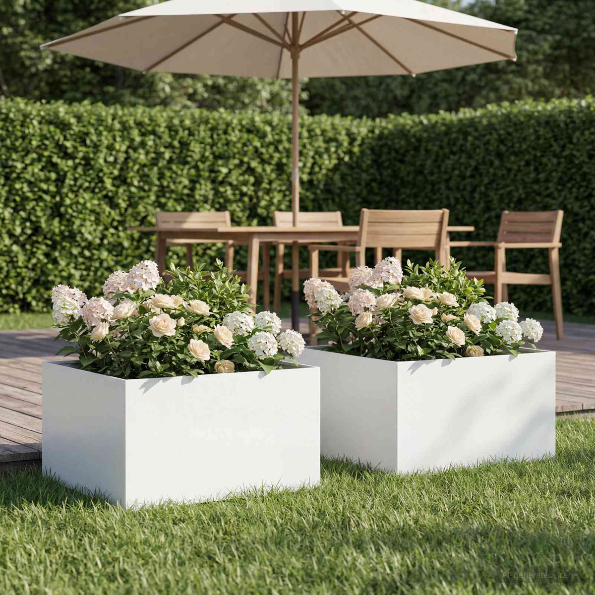 Plantenbak 2 st Wit 40 x 40 x 30 cm Koudgewalst staal is nu te koop bij PeponiXL, paradijselijk wonen!