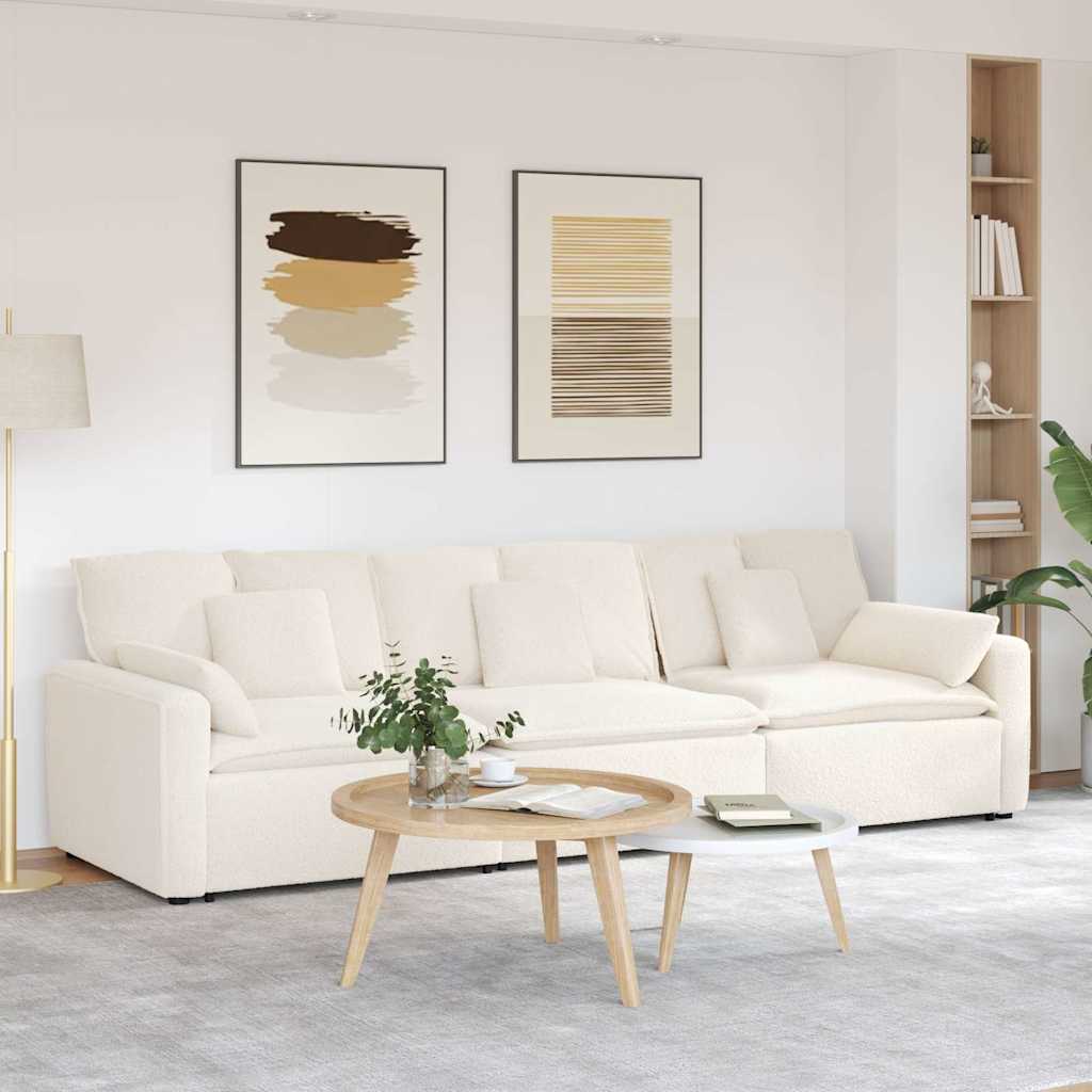 Modulaire bank met kussens crèmekleurig is nu te koop bij PeponiXL, paradijselijk wonen!