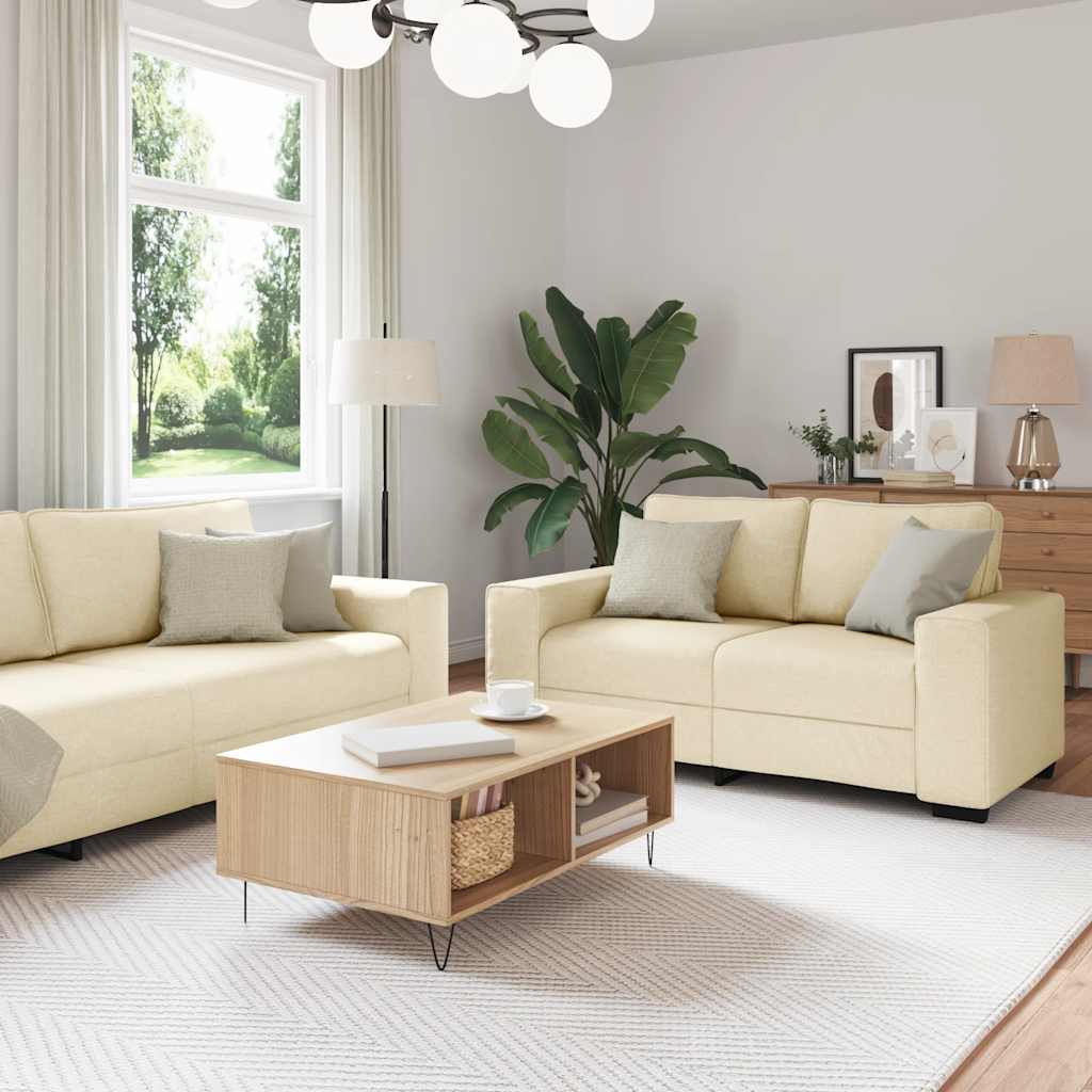 2-delige Loungeset met kussens stof crèmekleurig is nu te koop bij PeponiXL, paradijselijk wonen!