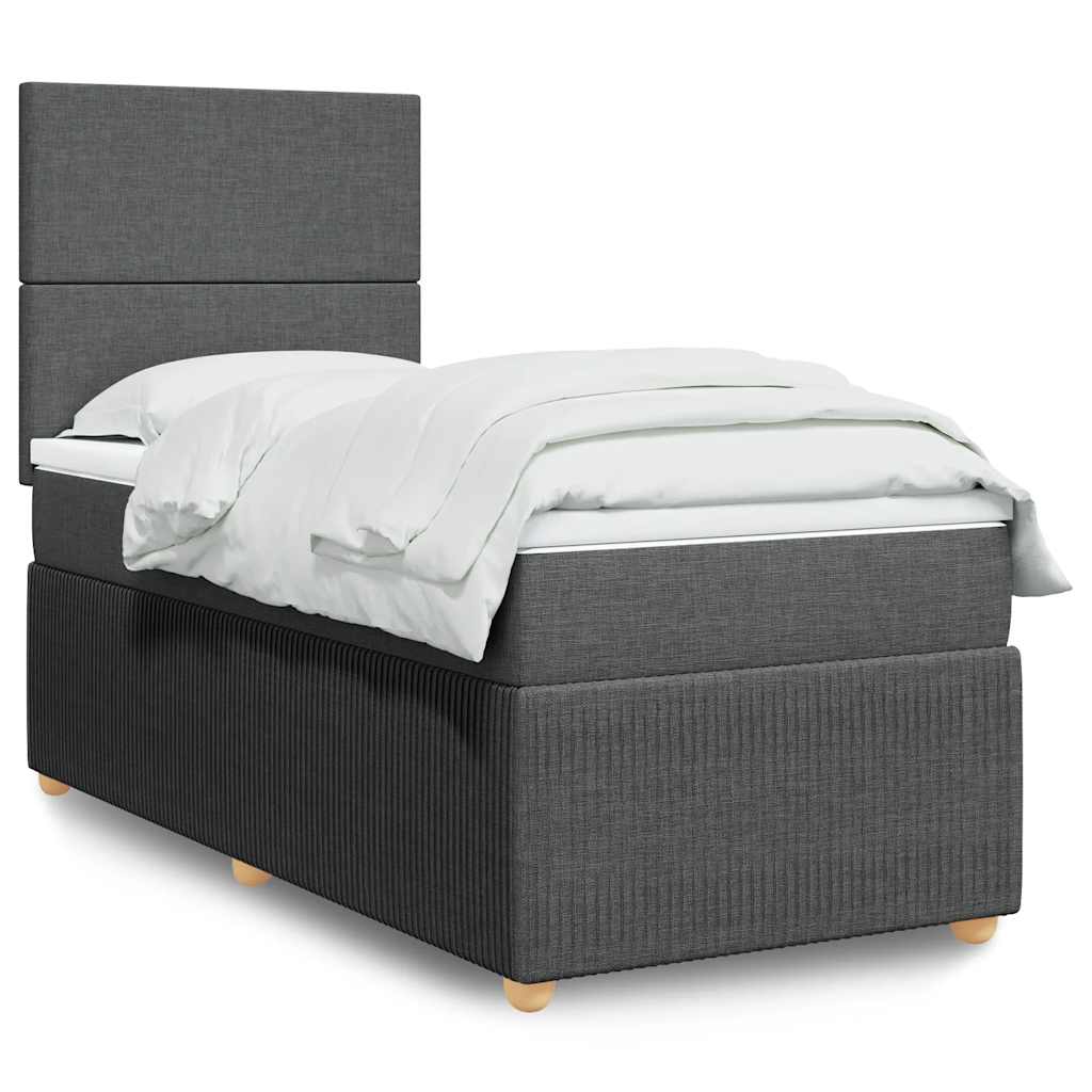 Boxspring met matras stof donkergrijs 90x200 cm is nu te koop bij PeponiXL, paradijselijk wonen!