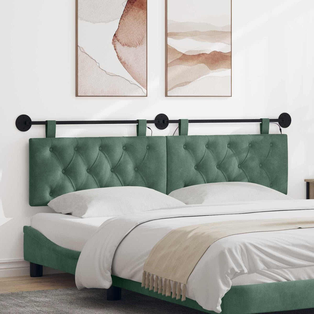 Hangend hoofdbord Met LED-verlichting Zeegroen Fluweel is nu te koop bij PeponiXL, paradijselijk wonen!