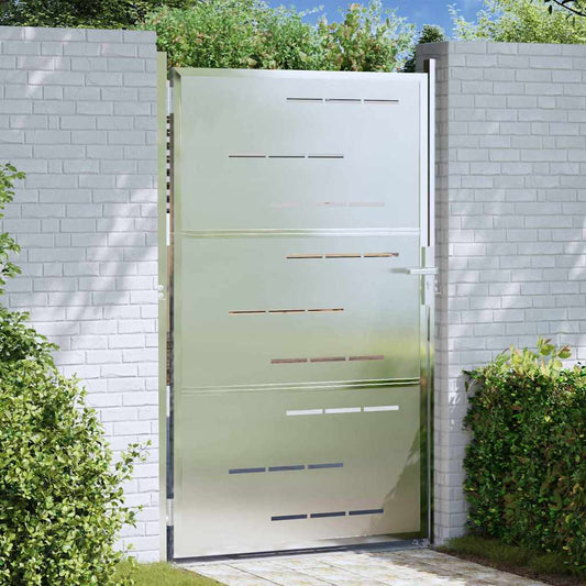 Tuinpoort met slot Zilver 85 x 144 cm Roestvrij staal is nu te koop bij PeponiXL, paradijselijk wonen!
