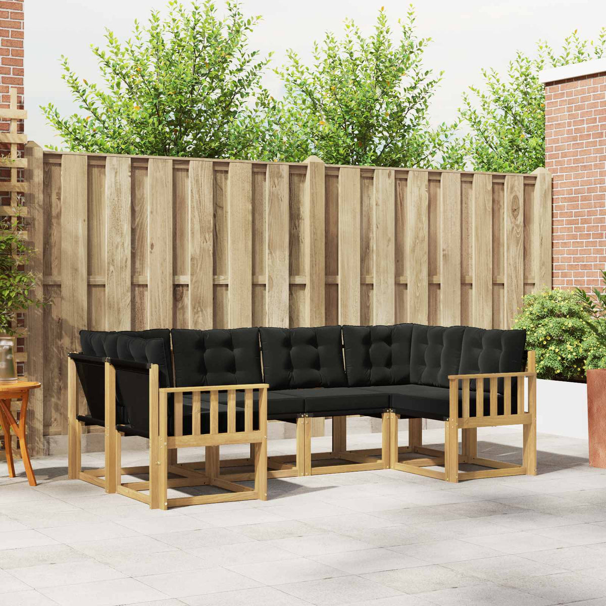 Buiten bankenset met kussen 6 pcs Wit en zwart is nu te koop bij PeponiXL, paradijselijk wonen!