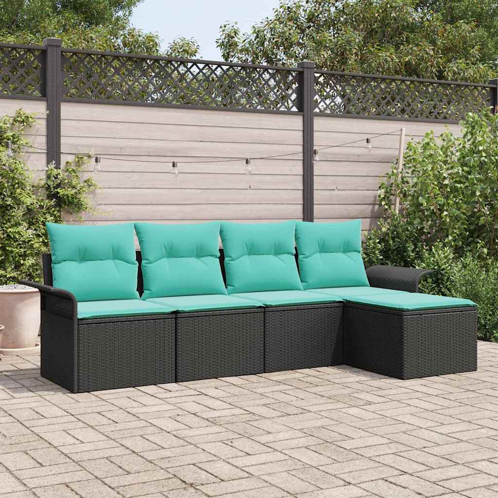 Tuin Sofa Set met opslag 5 pcs Zwart poly rattan is nu te koop bij PeponiXL, paradijselijk wonen!
