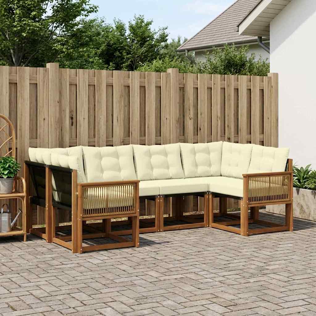 Buiten bankenset met kussen 6 pcs Natuurlijk en Crème is nu te koop bij PeponiXL, paradijselijk wonen!