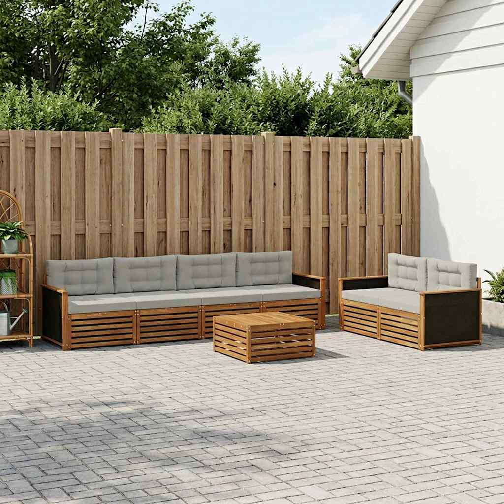 Buiten bankenset 7 pcs Naturel en lichtgrijs Polyester is nu te koop bij PeponiXL, paradijselijk wonen!