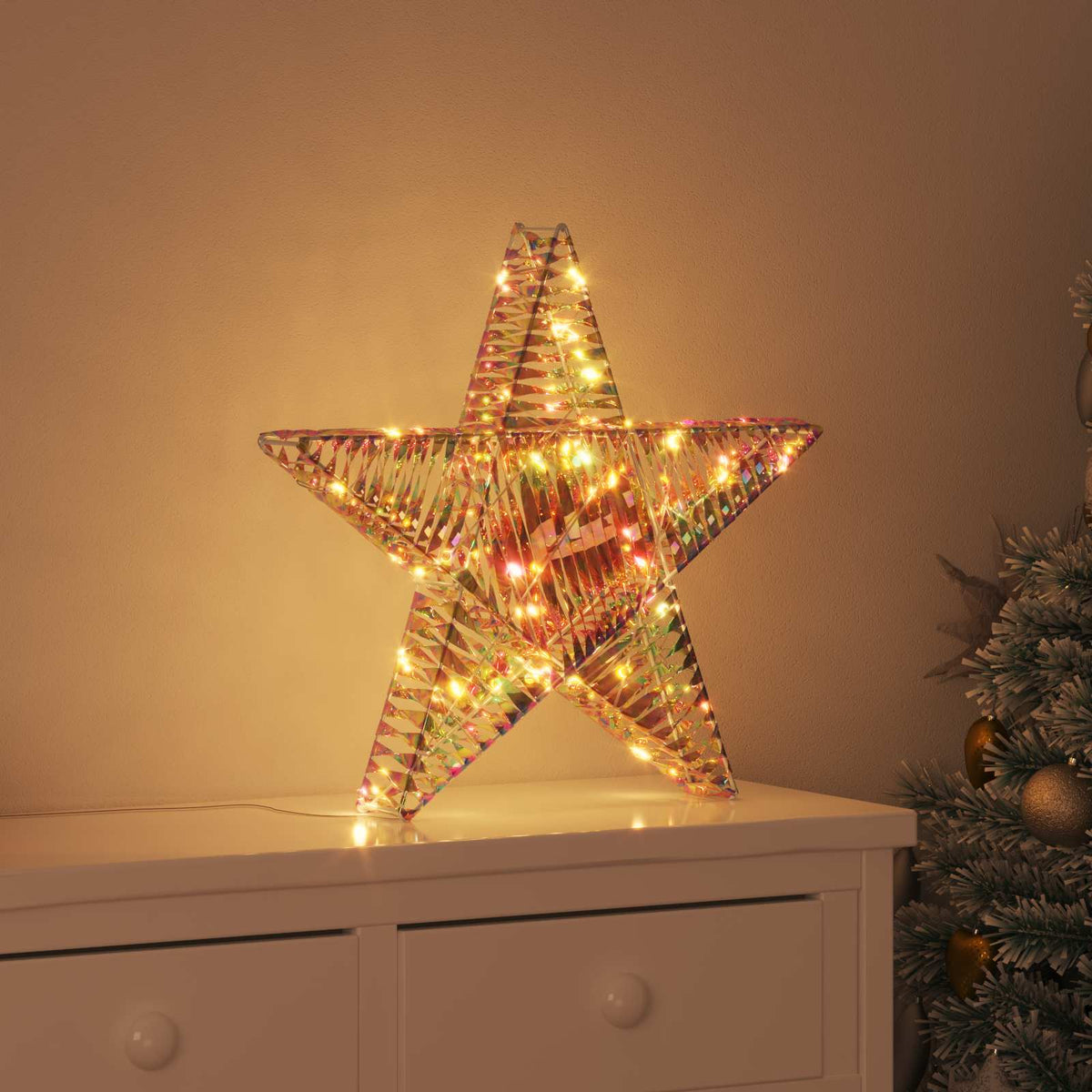 3D Ster met 50 LED Warmwit 55 x 52.5 x 9 cm PET is nu te koop bij PeponiXL, paradijselijk wonen!