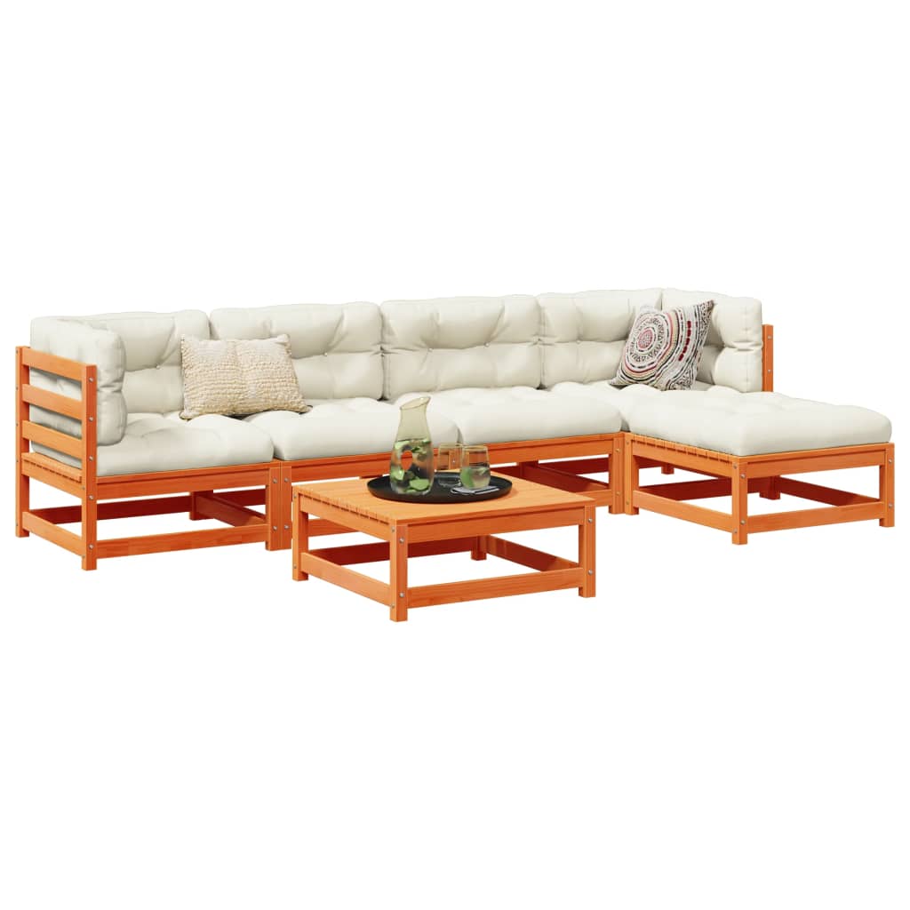 6-delige Loungeset met kussens massief grenenhout wasbruin is nu te koop bij PeponiXL, paradijselijk wonen!