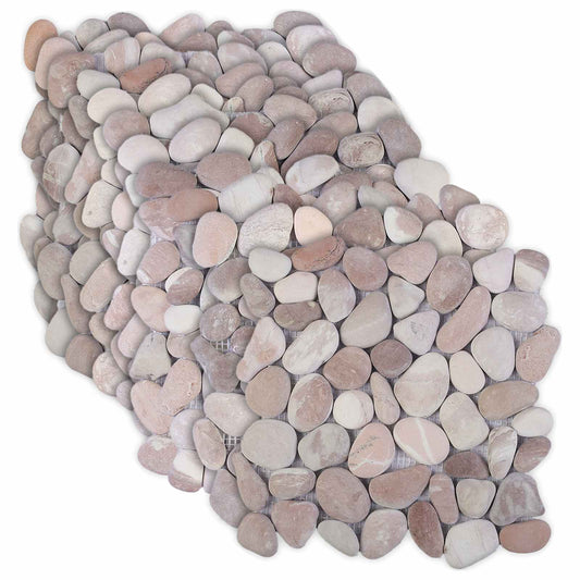 Kiezeltegels Beige en Lichtroze 30 x 30 cm Rivierenkiezel is nu te koop bij PeponiXL, paradijselijk wonen!