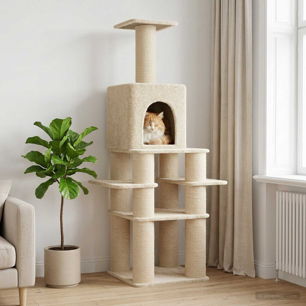 Kattenboom met sisal krabpalen Crèmekleurig 180 cm is nu te koop bij PeponiXL, paradijselijk wonen!