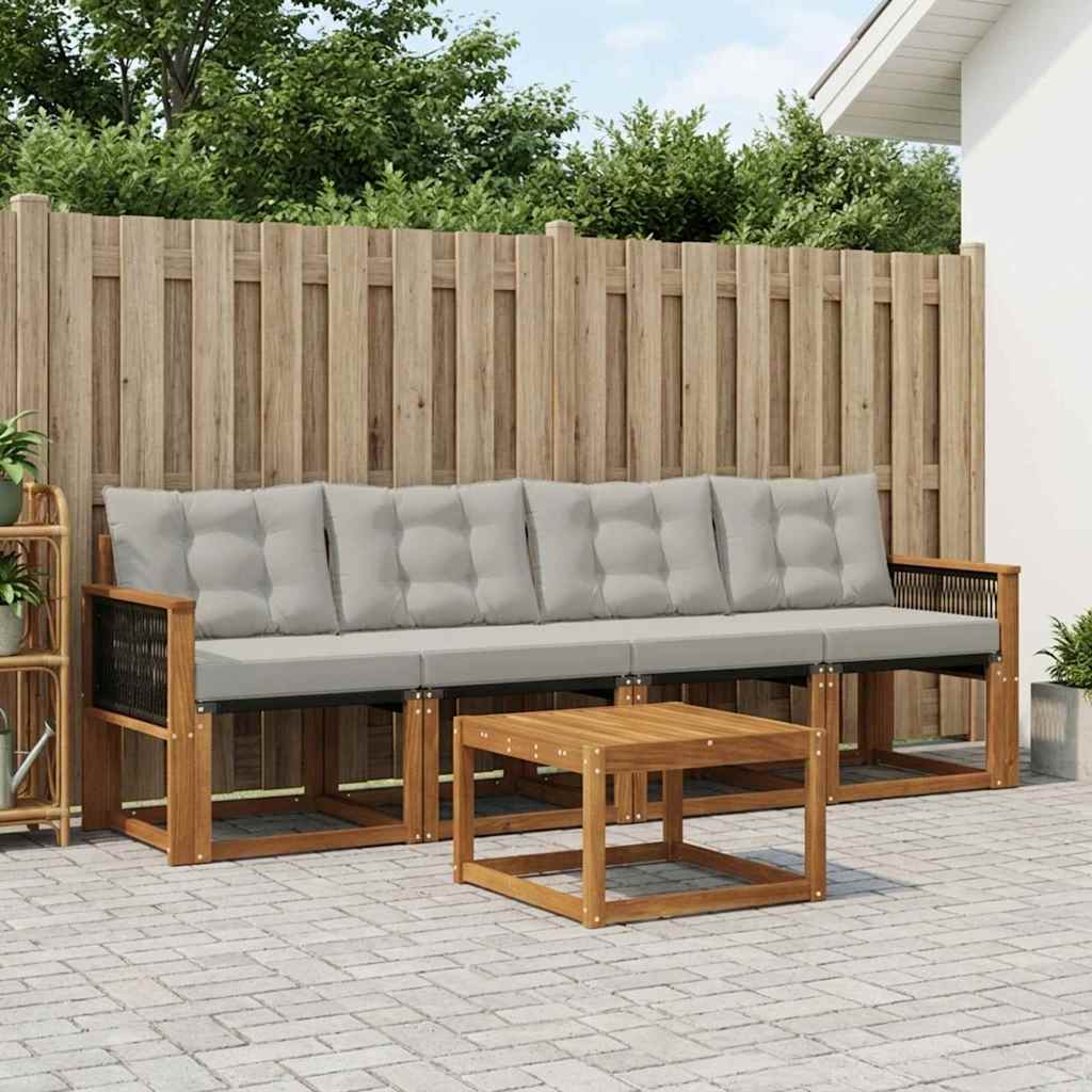 Buiten bankenset met kussen 5 pcs Naturel en lichtgrijs is nu te koop bij PeponiXL, paradijselijk wonen!
