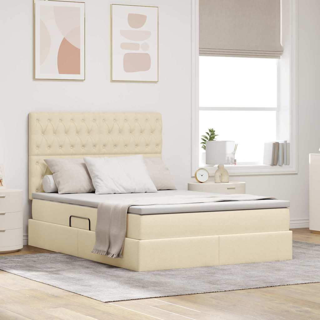 Opbergbed met LED met matras Crème 140 x 200 cm Polyester is nu te koop bij PeponiXL, paradijselijk wonen!