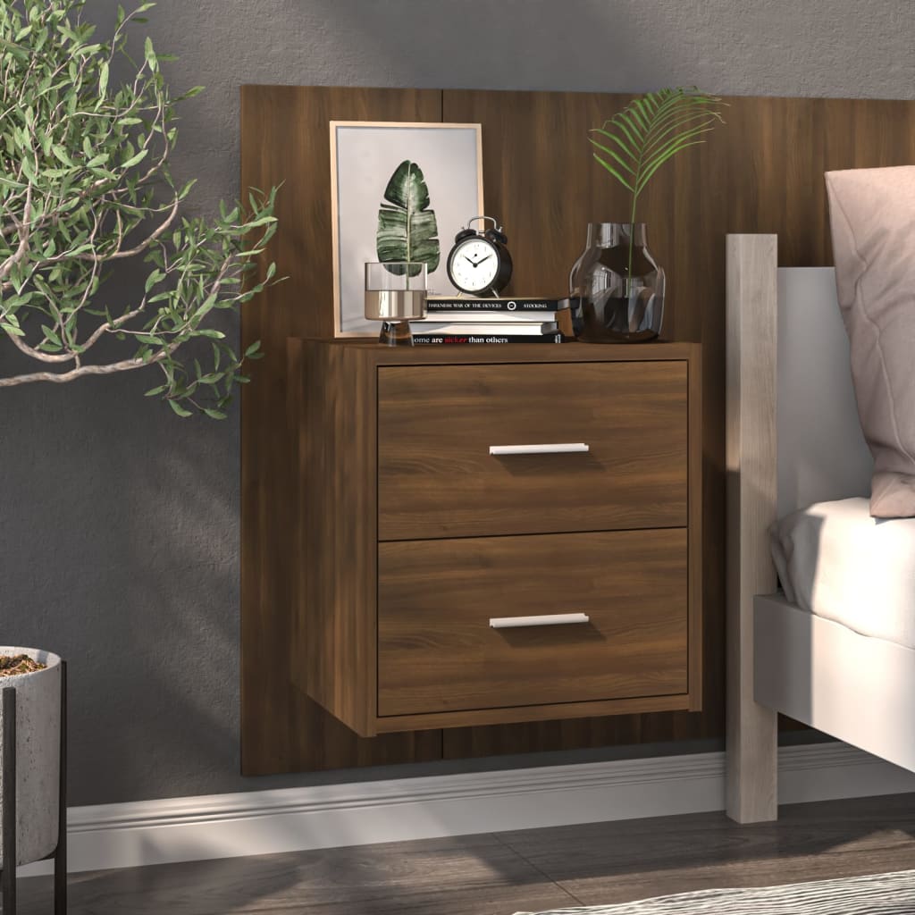 Nachtkastje wandgemonteerd bruin eikenkleur is nu te koop bij PeponiXL, paradijselijk wonen!