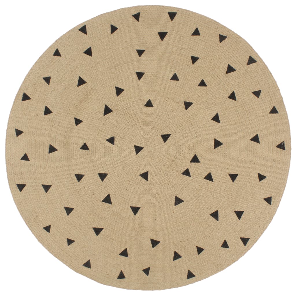 Vloerkleed handgemaakt met driehoek print 90 cm jute is nu te koop bij PeponiXL, paradijselijk wonen!