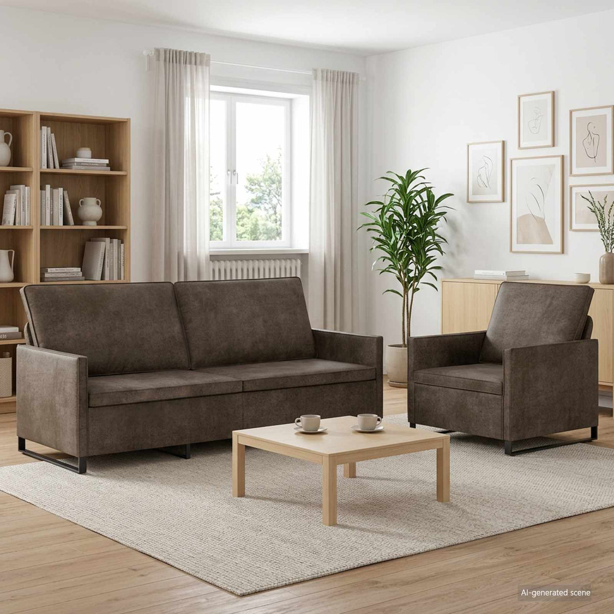 Bankstel 2 pcs Donkergrijs Faux Suède Stof is nu te koop bij PeponiXL, paradijselijk wonen!