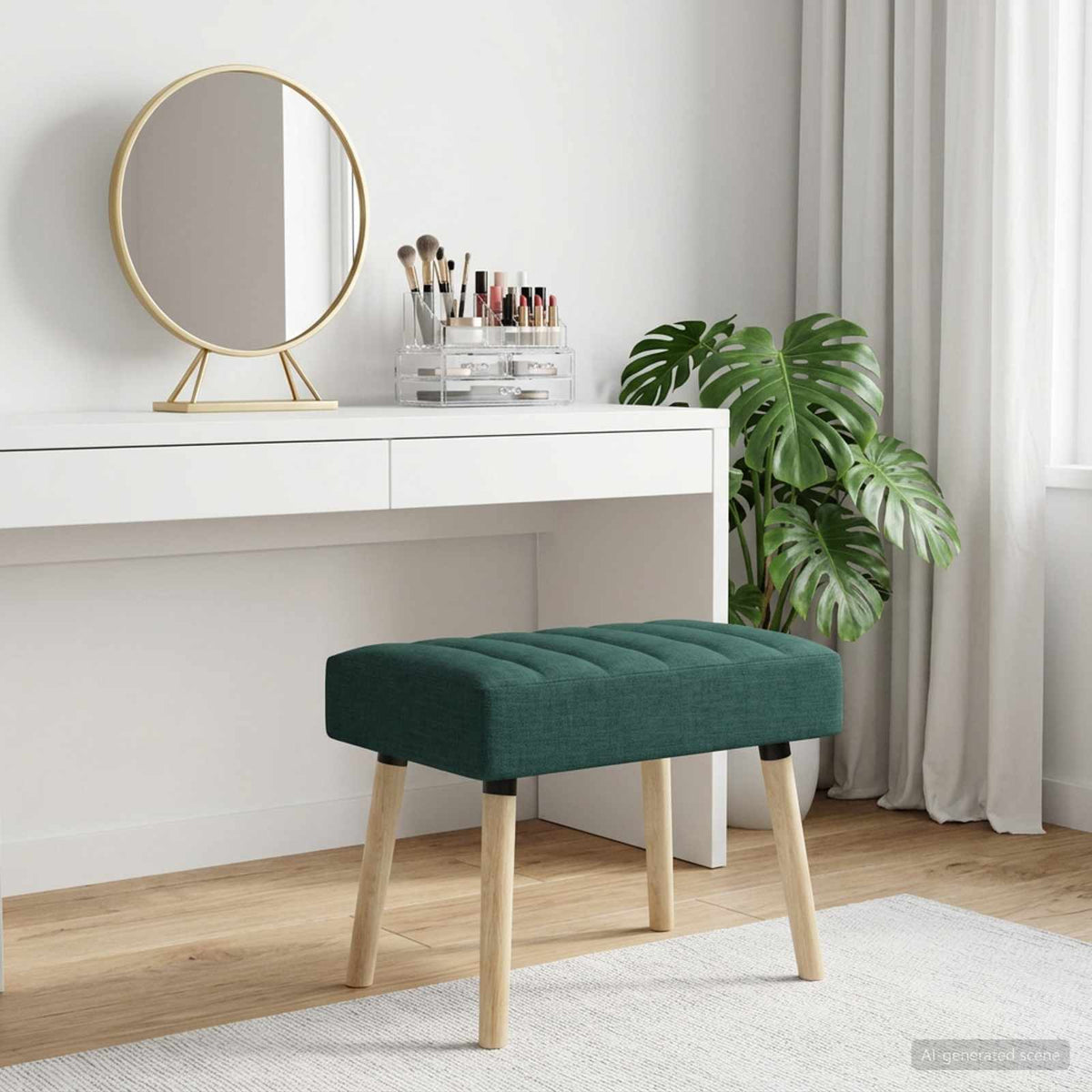 Kanaal-geplooide bank Donkergroen 60 x 40 x 45 cm Stof is nu te koop bij PeponiXL, paradijselijk wonen!