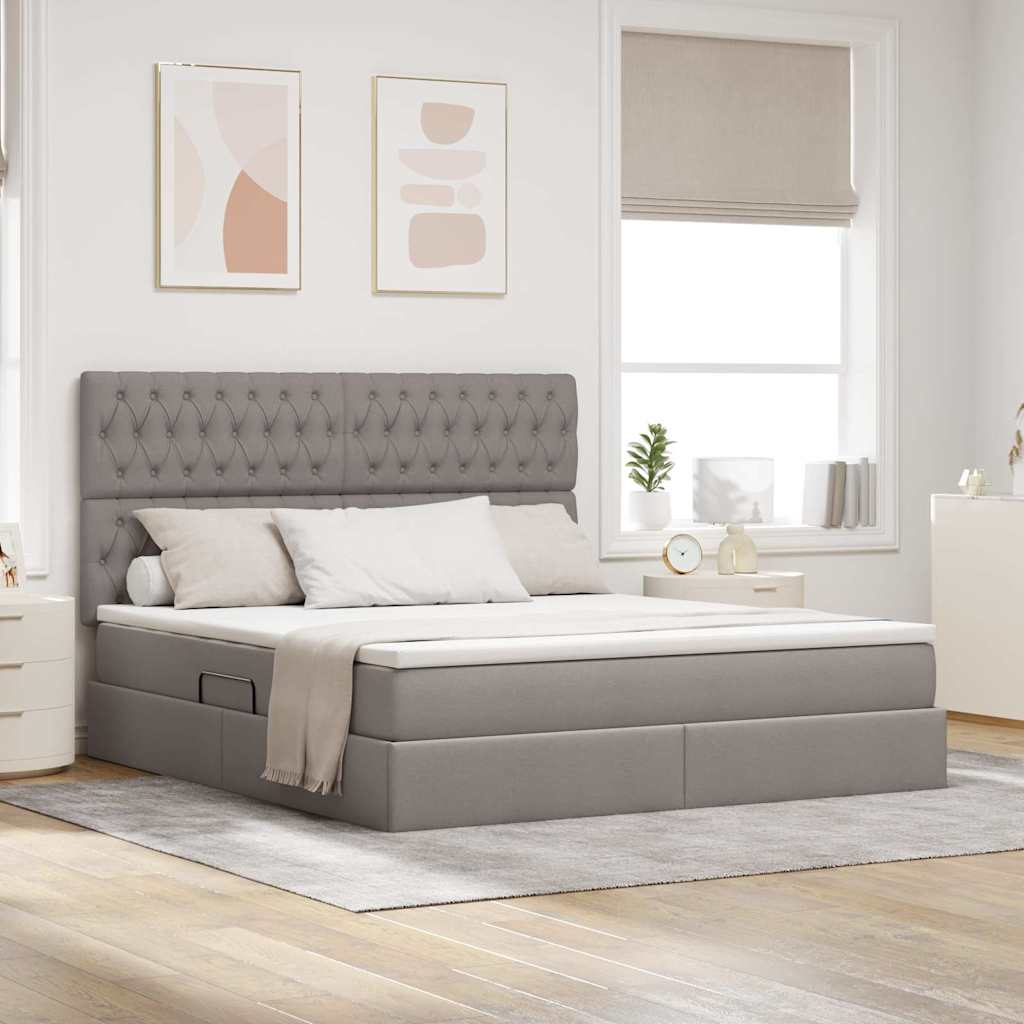 Opbergbed met LED met matras Taupe 160 x 200 cm Polyester is nu te koop bij PeponiXL, paradijselijk wonen!