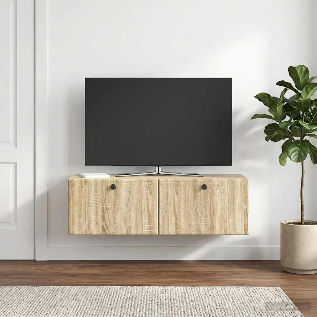 Wandbeugel TV-kast Sonoma Eiken 98 x 31 x 30 cm Bewerkt hout is nu te koop bij PeponiXL, paradijselijk wonen!