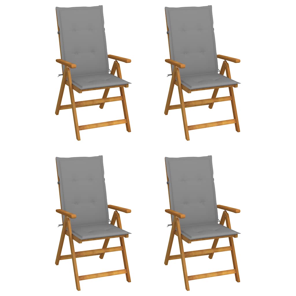 Tuinstoelen 4 st verstelbaar met kussens massief acaciahout is nu te koop bij PeponiXL, paradijselijk wonen!