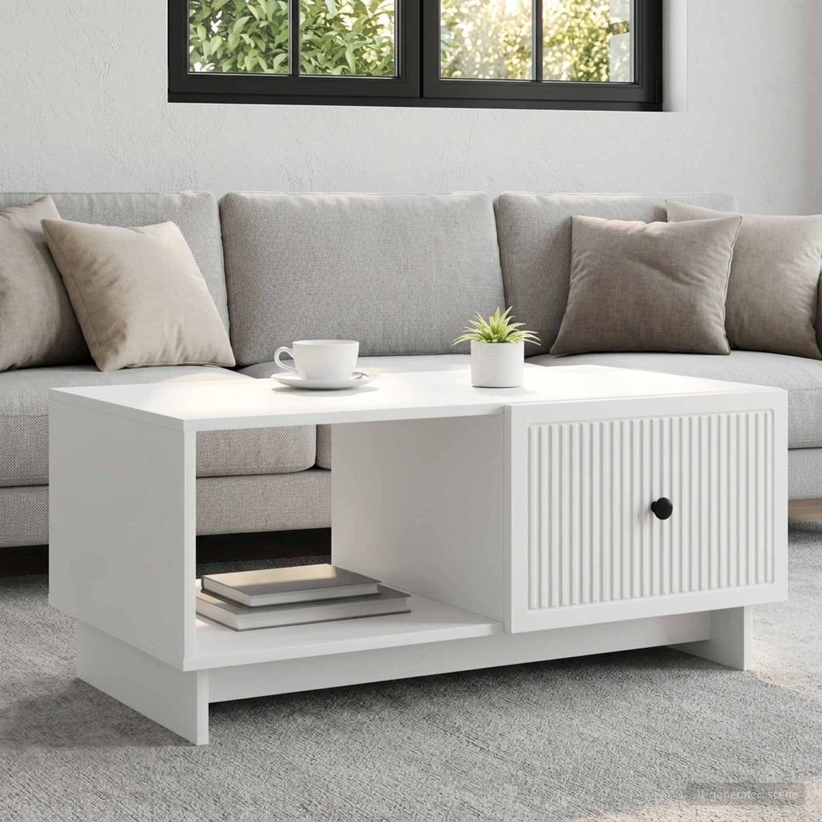 Salontafel Wit 90 x 50 x 40 cm Bewerkt hout is nu te koop bij PeponiXL, paradijselijk wonen!