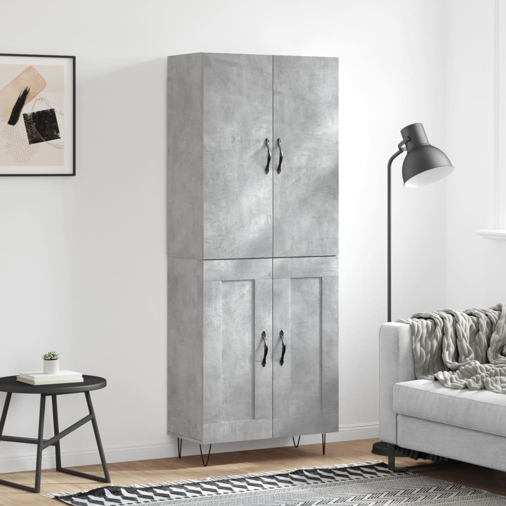 Hoge kast 69,5x34x180 cm bewerkt hout betongrijs is nu te koop bij PeponiXL, paradijselijk wonen!