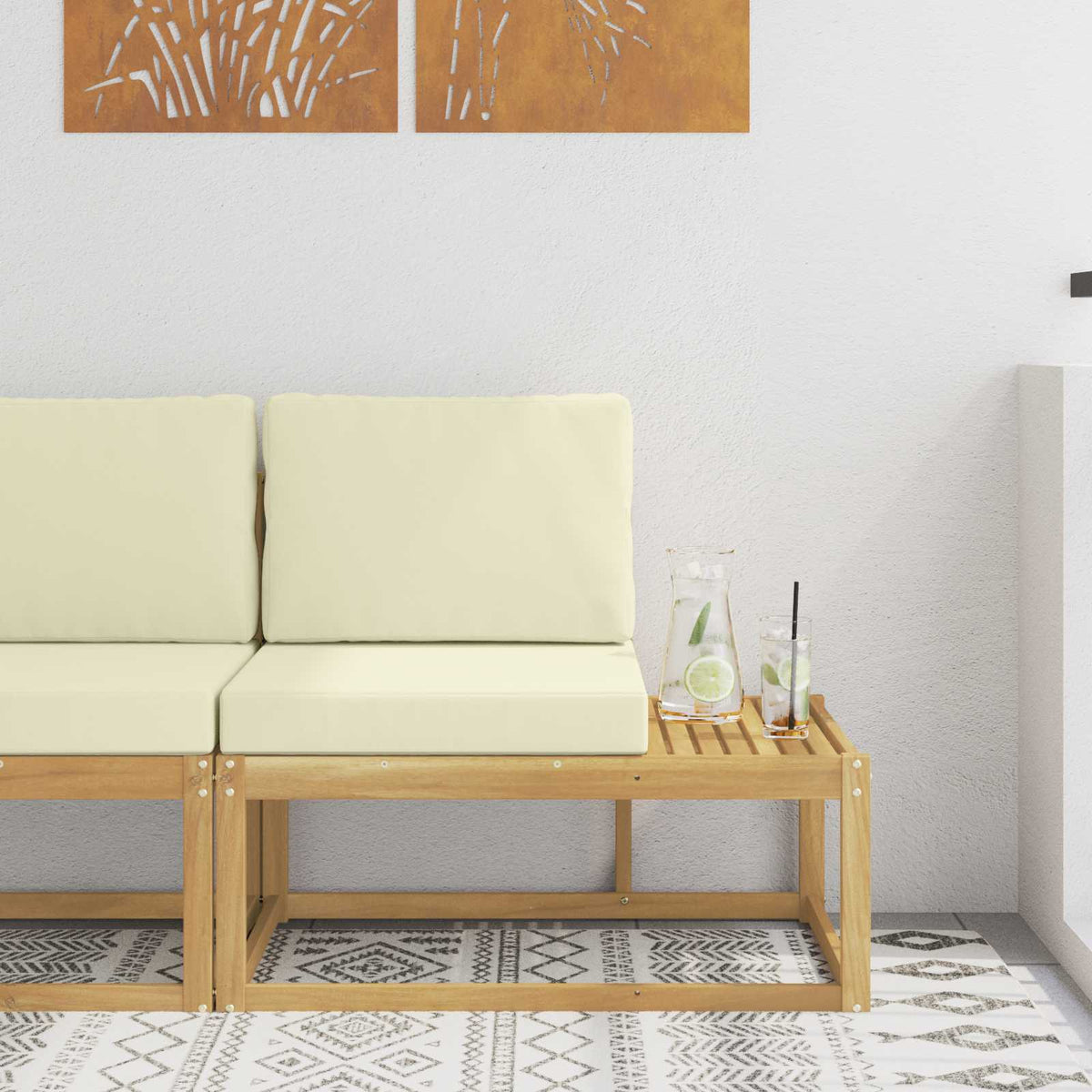 Buiten Eind Sofa Wit 91 x 63 x 73 cm Massief Acaciahout is nu te koop bij PeponiXL, paradijselijk wonen!