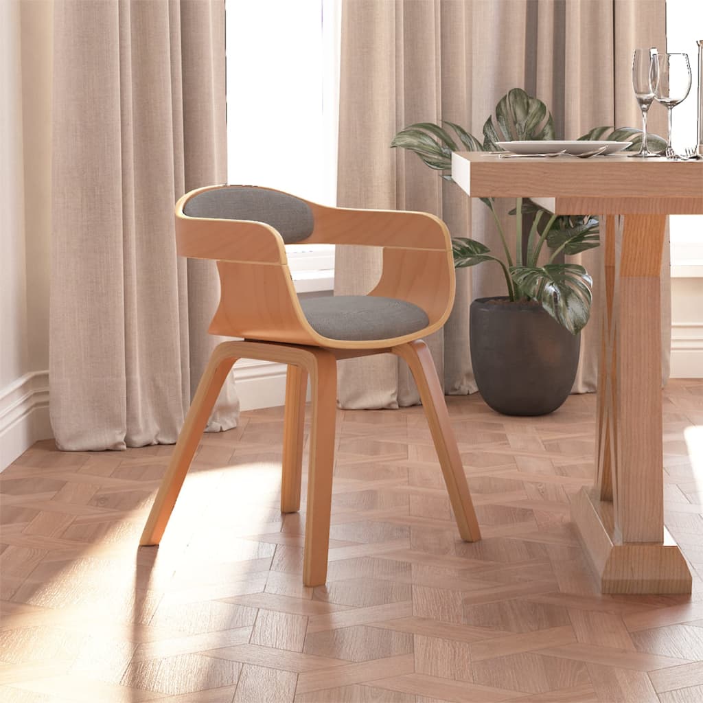 Eetkamerstoel gebogen hout en stof taupe is nu te koop bij PeponiXL, paradijselijk wonen!