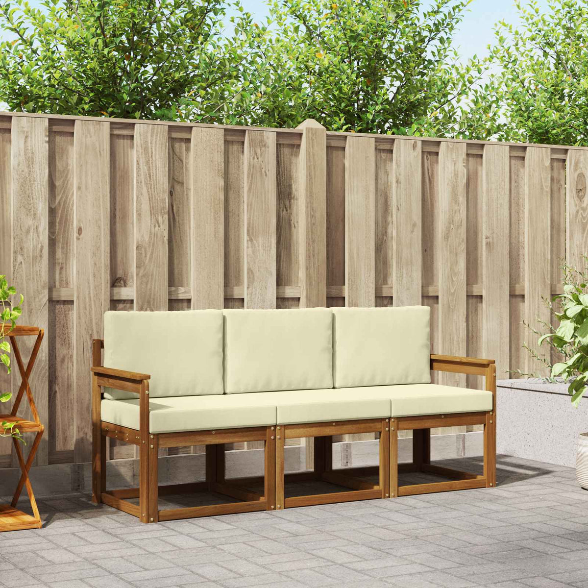 Buiten bankenset met kussen 3 pcs Natuurlijk en Crème is nu te koop bij PeponiXL, paradijselijk wonen!