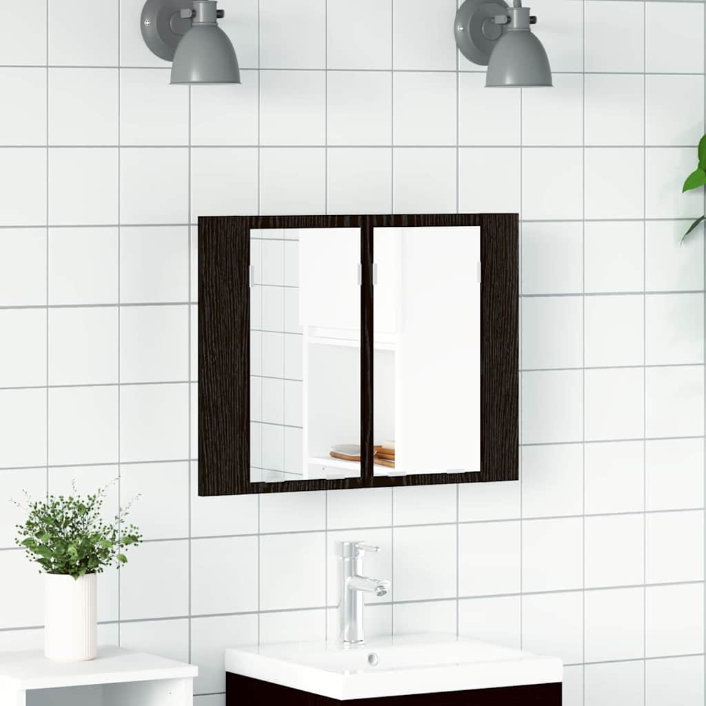 Badkamer spiegelkast Zwart Eiken 60 x 12 x 45 cm Bewerkt hout is nu te koop bij PeponiXL, paradijselijk wonen!
