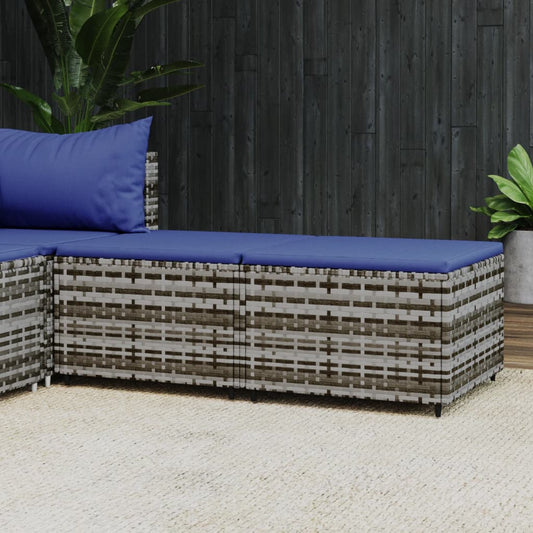 Voetensteunen 2 st met kussens poly rattan grijs is nu te koop bij PeponiXL, paradijselijk wonen!