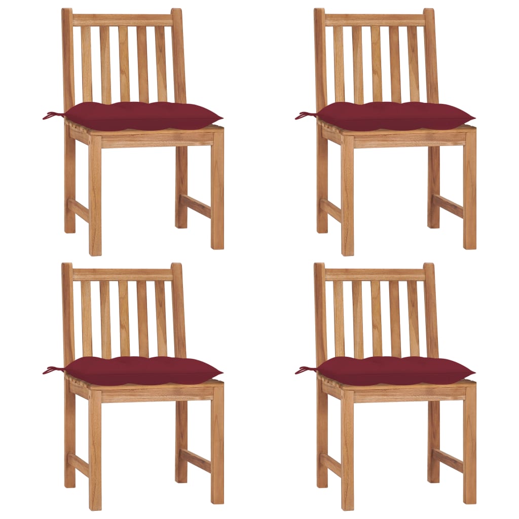 Tuinstoelen 4 st met kussens massief teakhout is nu te koop bij PeponiXL, paradijselijk wonen!