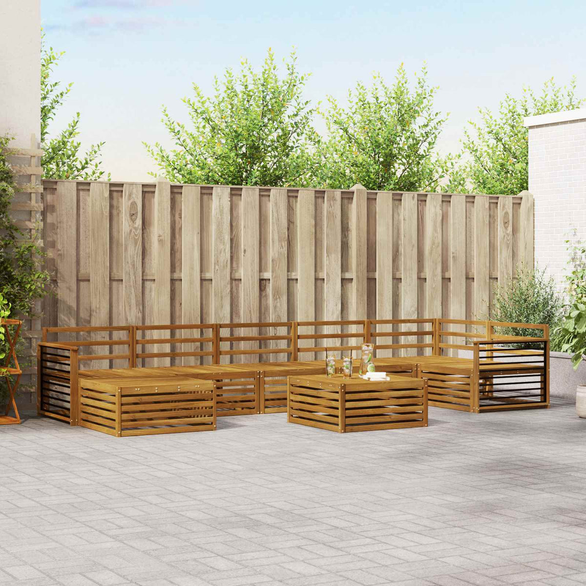 Sofa-Sets 8 pcs Naturel Massief Acaciahout is nu te koop bij PeponiXL, paradijselijk wonen!