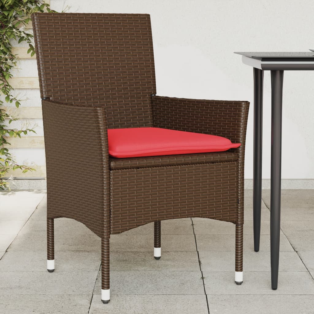 Tuinstoelen 2 st met kussens poly rattan bruin is nu te koop bij PeponiXL, paradijselijk wonen!
