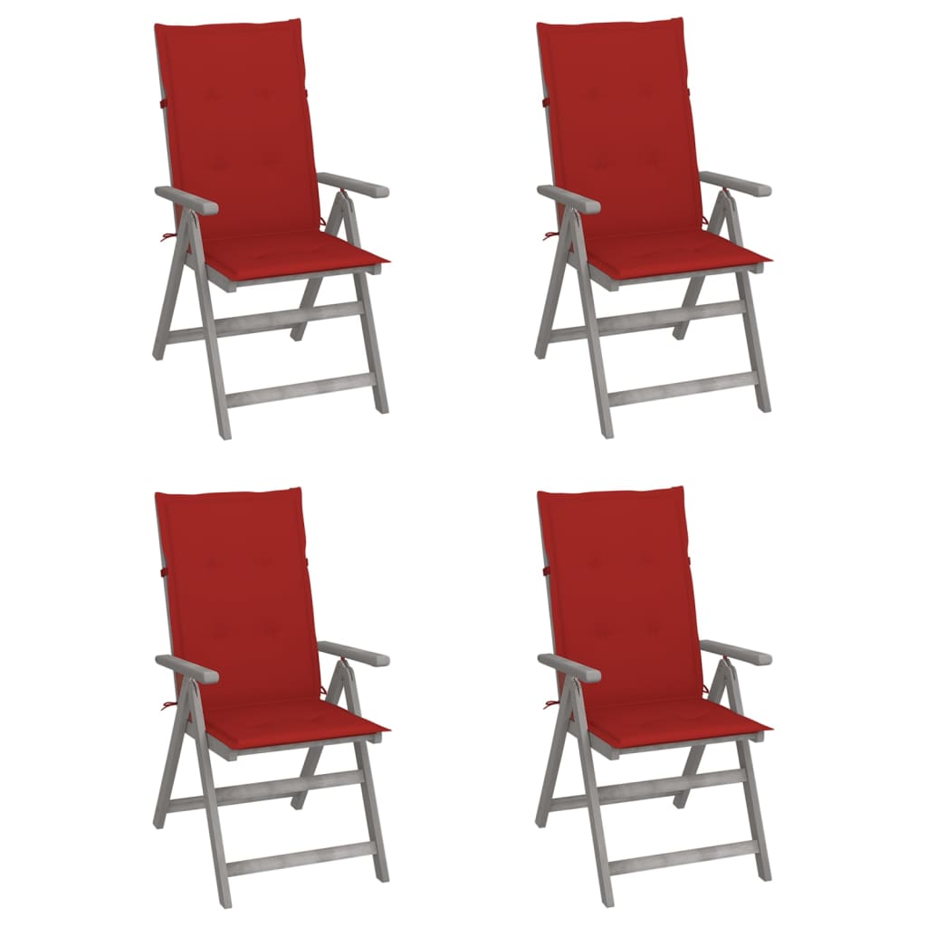 Tuinstoelen 4 st verstelbaar met kussens massief acaciahout is nu te koop bij PeponiXL, paradijselijk wonen!