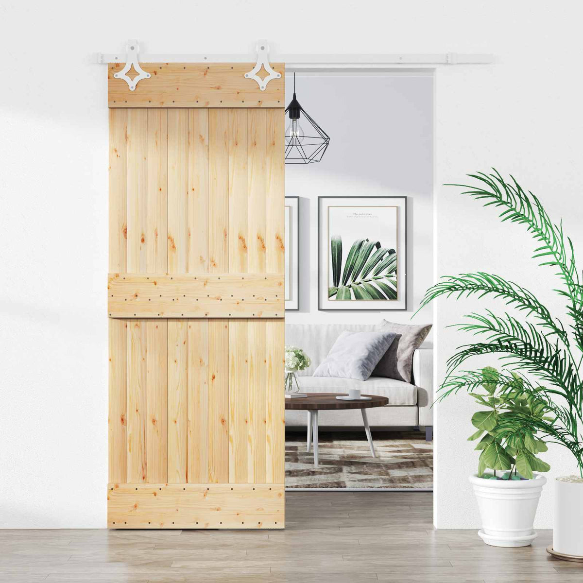Schuifdeur Natuurlijk en Wit 85 x 210 cm Massief Grenenhout is nu te koop bij PeponiXL, paradijselijk wonen!
