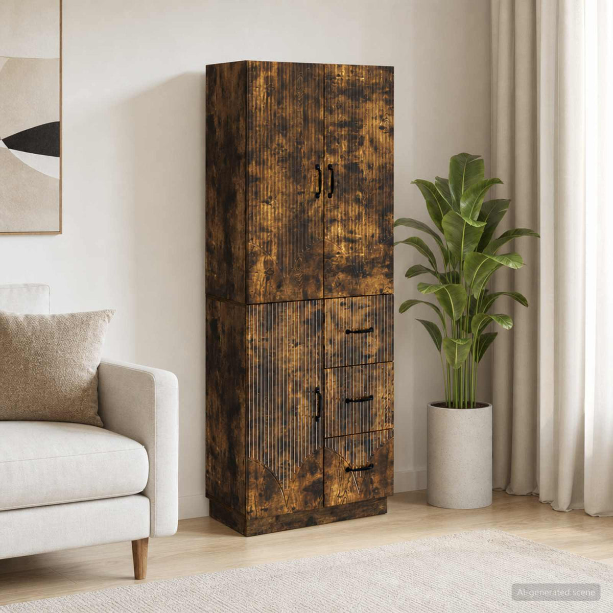 Kastenset 2 pcs Gerookt eiken Bewerkt hout is nu te koop bij PeponiXL, paradijselijk wonen!