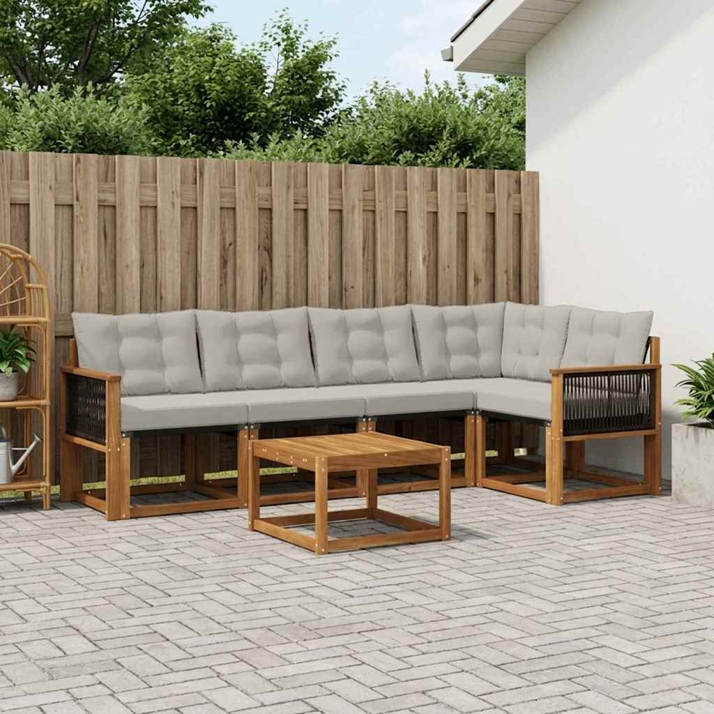 Buiten bankenset met kussen 6 pcs Naturel en lichtgrijs is nu te koop bij PeponiXL, paradijselijk wonen!