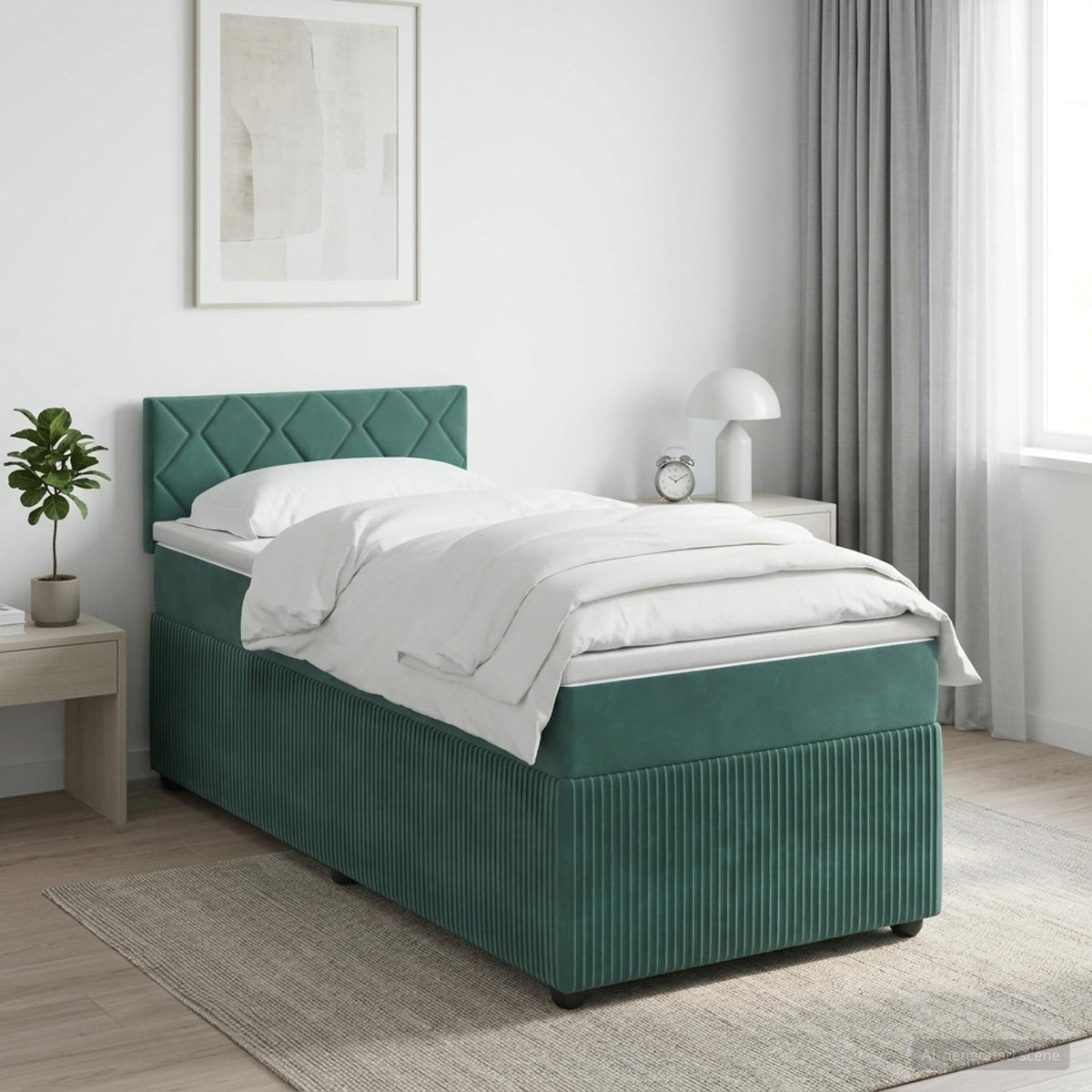 Boxspringbed met matras Donkergroen 90 x 200 cm Fluweel is nu te koop bij PeponiXL, paradijselijk wonen!