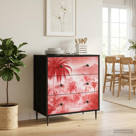 Ladekast AACHEN Roze palmbomenprint 66 x 36,5 x 76 cm is nu te koop bij PeponiXL, paradijselijk wonen!