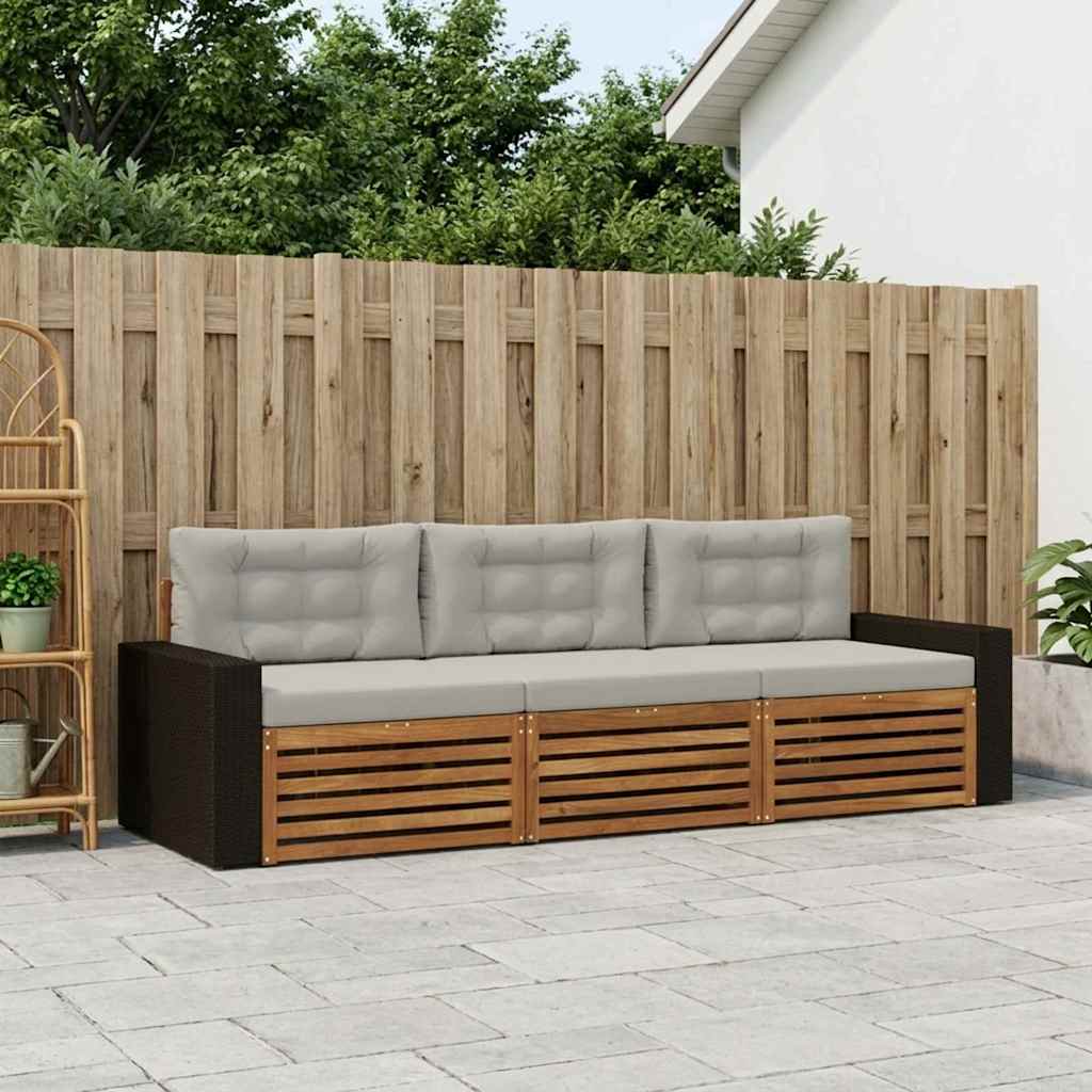 Buiten bankenset 3 pcs Naturel en lichtgrijs Polyester is nu te koop bij PeponiXL, paradijselijk wonen!