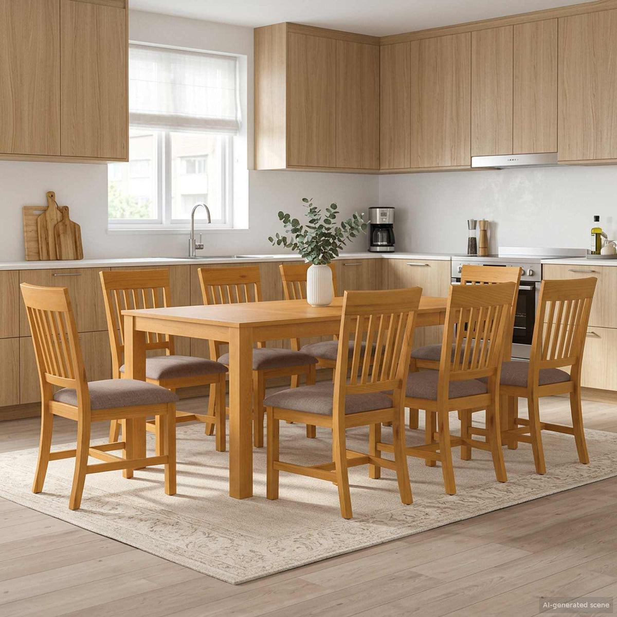 Eetkamerset 9 st Grijs Massief Eikenhout is nu te koop bij PeponiXL, paradijselijk wonen!
