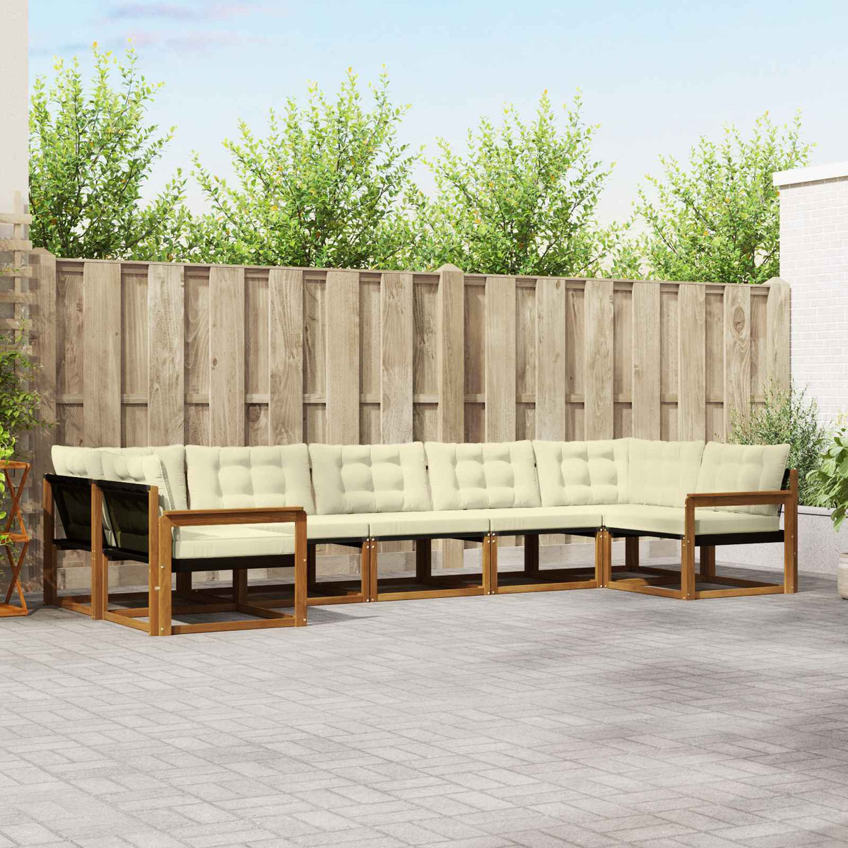 Buiten bankenset met kussen 7 pcs Natuurlijk en Crème is nu te koop bij PeponiXL, paradijselijk wonen!