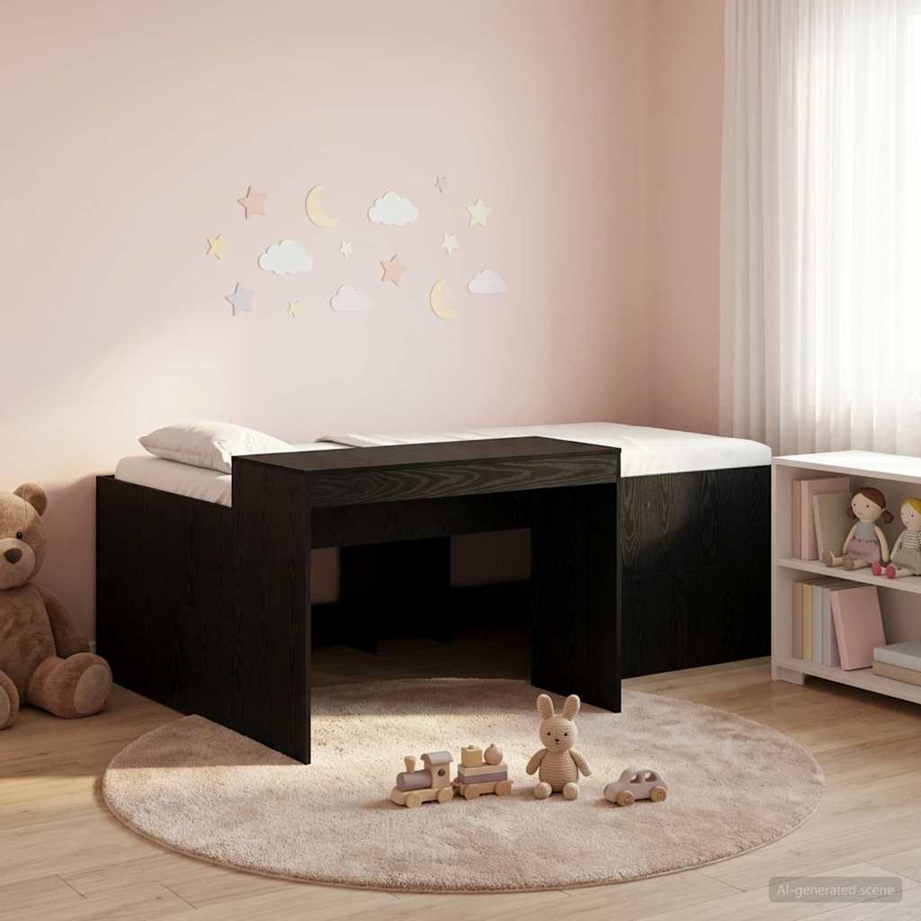 Hoge Bed Frame met Bureau voor Kinderen Zwart 90 x 200 cm is nu te koop bij PeponiXL, paradijselijk wonen!